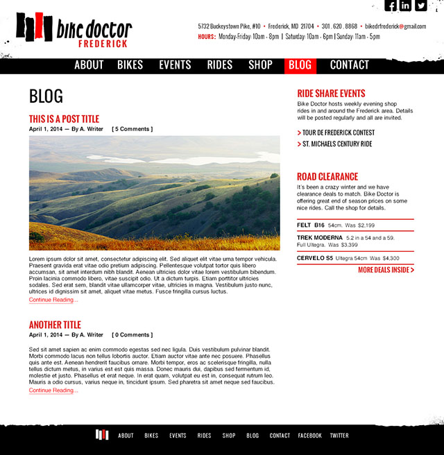 Bike Doctor website blog design