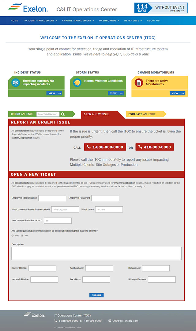 Exelon operations dashboard