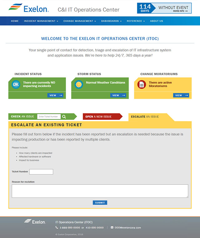 Exelon operations dashboard