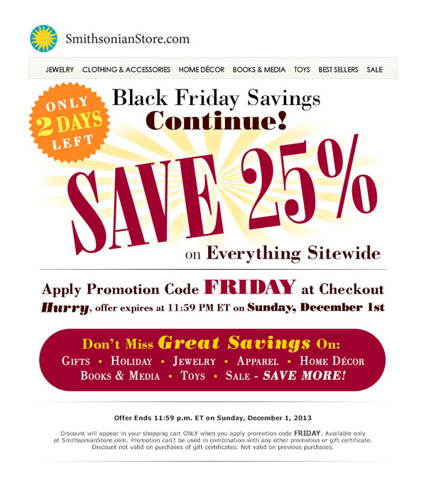Smithsonian retail email